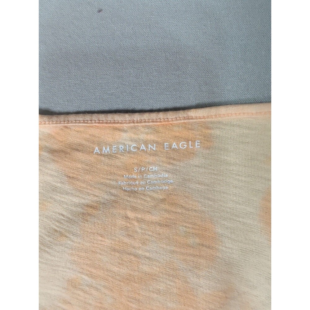 ❤️American Eagle Womens Small Peach Tie Dye Ruffle Hem Cropped Tank Top NWT❤️ - Picture 5 of 9